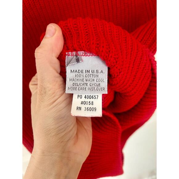 1990's 100% Cotton Red Short Sleeve Sweater Size Small | Calvin Klein - Picture 5 of 8